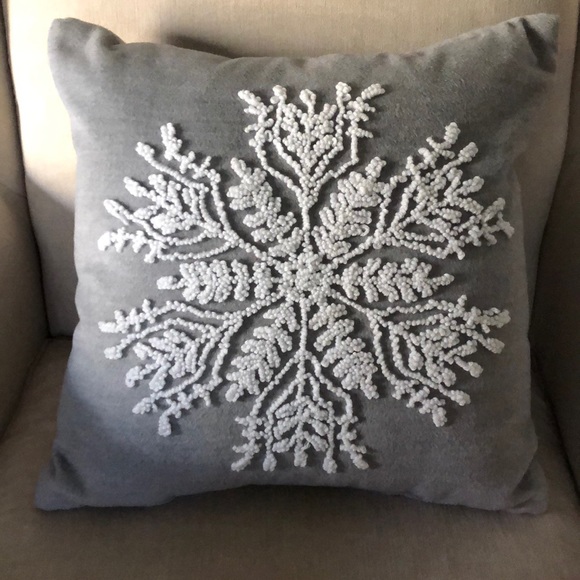 gray snowflake pillow